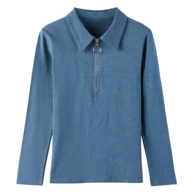 Women's Red Long Sleeve Polo Collar T-Shirt