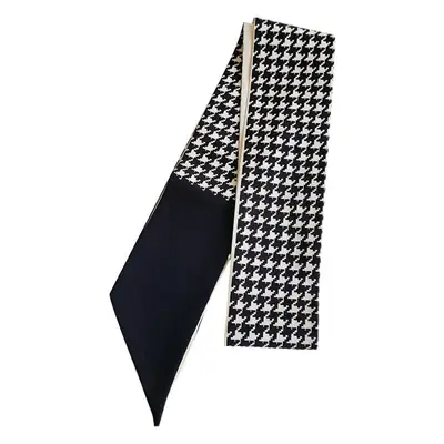 Narrow Houndstooth Scarf with Floral Tie for Women