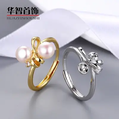 Adjustable Pearl Ring for Women Elegant Silver