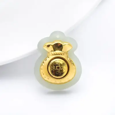 Gold Inlaid Jade Fortune Rolling Pendant for Men