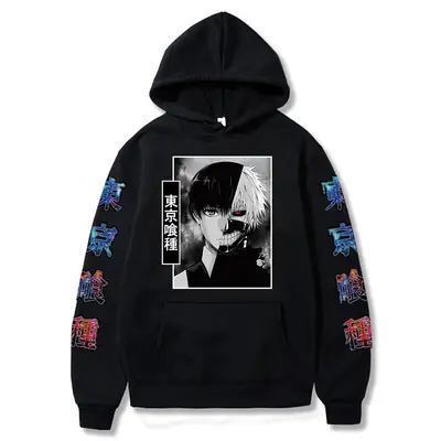 Pink Anime Tokyo Ghoul Print Hoodie for Men