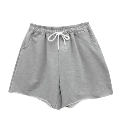 Women Grey Drawstring Shorts 2024 Summer Loose Fit