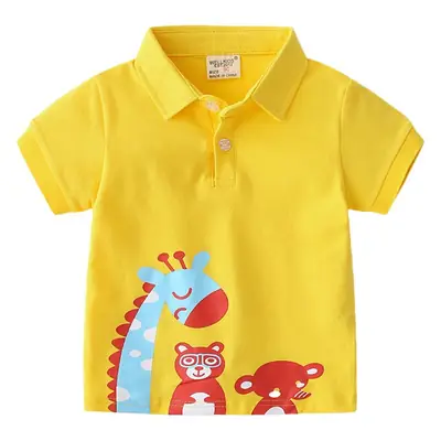 Yellow Cartoon Long-Eyelashed Boy's T-Shirt 2023