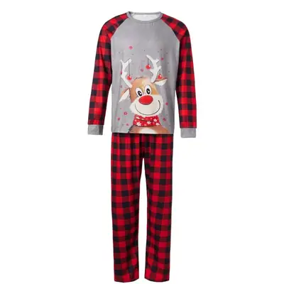 2025 Christmas Deer Print Pajamas Set for Kids & Teens