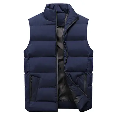 Men Navy Blue Puffer Vest Youth Large Size