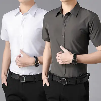 Men's Red Short Sleeve Slim Fit Shirt
