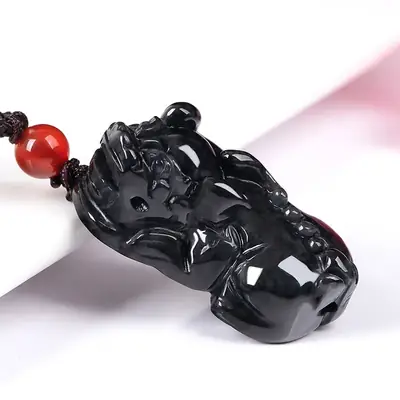 Natural Burma Jade Black Bone Chicken Pendant for Men Women