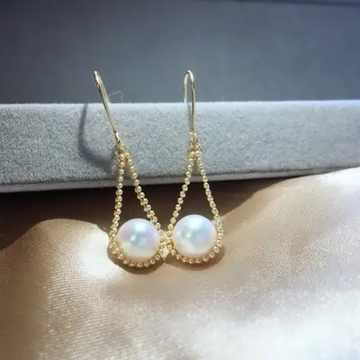 14K Gold Filled Pearl Teardrop Earrings