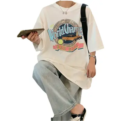 Women Summer T-Shirt White Harajuku Style Loose Fit