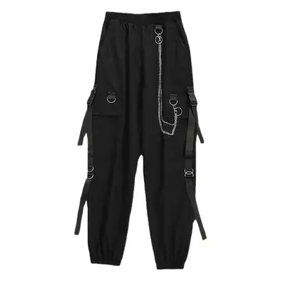 Black Loose-Waist Streetwear Pants for Women Spring Autumn