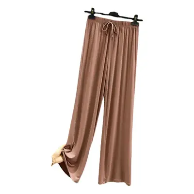 Modal Wide Leg Pajama Pants Brown Summer 2023