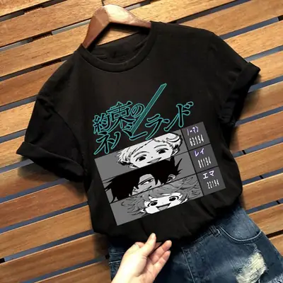 Men's Blue Promised Neverland Graphic T-Shirt Short Sleeve