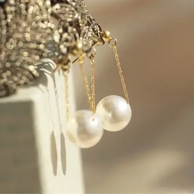 10-11mm Flaw Pearl Earrings French Chain Design 925 Silver