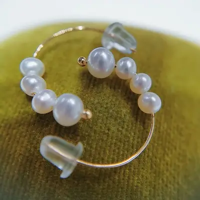 3-4 Pearl Earrings 14K Gold Cold Style Elegant
