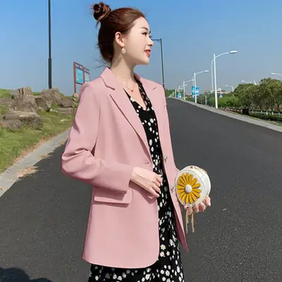 Women's Korean Style Blazer Suit Set Pink 2026