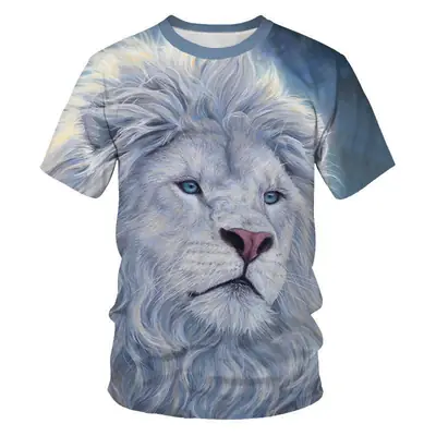 Men 3D Bee Print T-Shirt Grey Short Sleeve