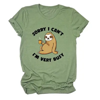 Green Loose Fitting T-Shirt with Cute Bear Print