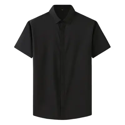 Men Cotton White Short Sleeve Shirt Large Stretch