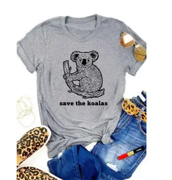Save the Koalas T-Shirt Grey Short Sleeve