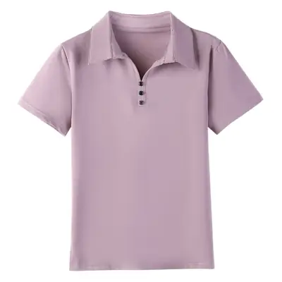 Women Cotton Polo T-Shirt Summer Slim Fit Solid Color