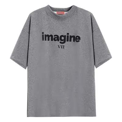Grey New Letter T-Shirt Women Large Summer