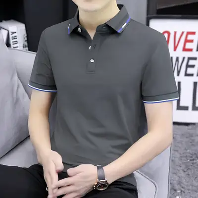 Men Blue Polo T-Shirt with Red Blue Trim