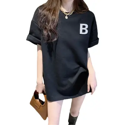 Black Printed Plus Size T-Shirt for Women