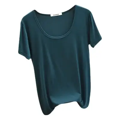 Women White Round Neck T-Shirt Summer Wear