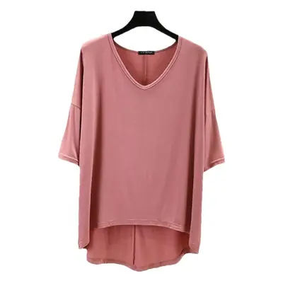 Women's V-Neck Half Sleeve T-Shirt Modal Base Plus Size