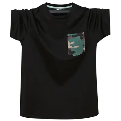 Men Black Camo Graphic T-Shirt Loose Fit Cotton