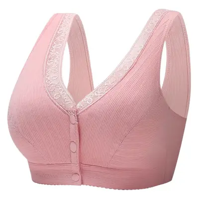 Ladieswear's Intimates Threaded Bra Middle-Aged and Elderly Vest-Style Front Buckle Large Size Non-Wired Soft Cotton Bra