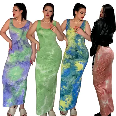 Sleeveless Tie-Dyed Sheath Dress for Women