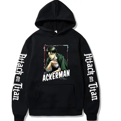 Cross-Border Attack on Titan Hoodie Black Youth Casual