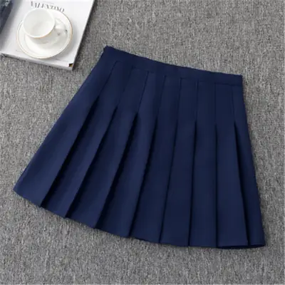 Black Pleated High Waist Skirt for Women Spring Autumn College Style