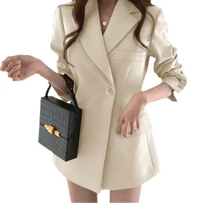 White Blazer Jacket 2026 Spring Plus Size Korean Style