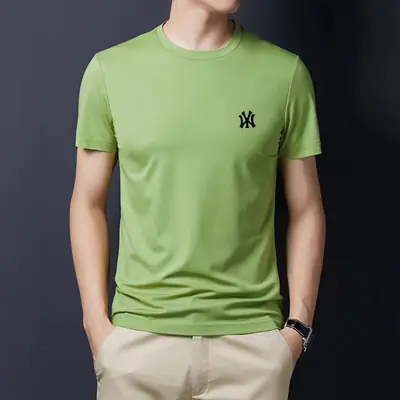 Men's Green New Tencel Cotton Short Sleeve T-Shirt