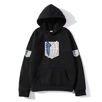 Men's Beige Attack Series Hoodie with Emblem Print