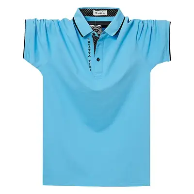 Men Navy Blue Lapel Polo T-Shirt 7XL Plus Size