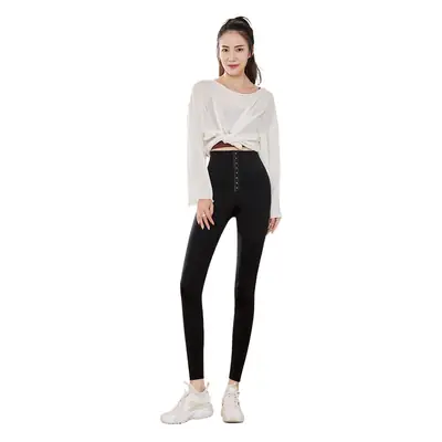 Women's Black Shark Skin High Waist Yoga Leggings