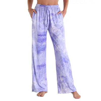 Women's Pink Printed Rubber Pants with Elastic Waist