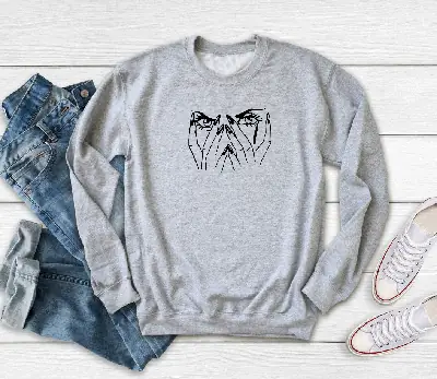 Women White Face Cover Sweater Round Neck Short Sleeve