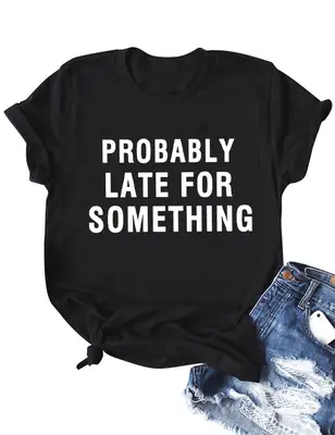 Black T-Shirt "Late for Something New" Menswear
