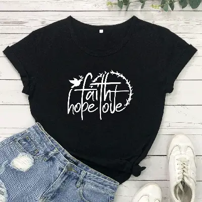 Faith Hope Love Short Sleeve T-Shirt Grey