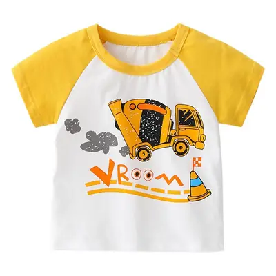 Cute Cartoon T-Shirt for Boys Blue White Short Sleeve