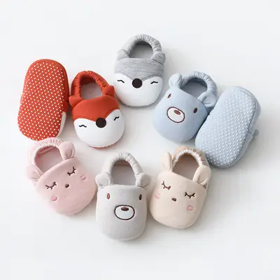 Baby Cat Face Non-Slip Socks Grey White