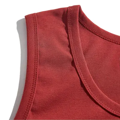 Red Cotton Vest with Stitched Waistband
