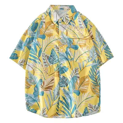 Japanese Style Floral Short Sleeve Shirt for Men Women