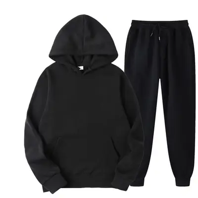 Men White Hoodie Sweatpants Set 230g