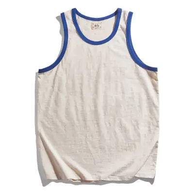 Men's Sleeveless Cotton Vest White Blue 80s