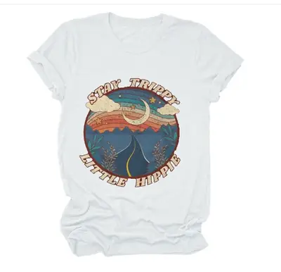 Stay Trippy Printed T-Shirt Loose Fit White